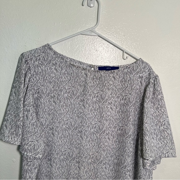 Apt. 9 Ruffle Peplum Top Vintage Waves White Black XL - Picture 4 of 12